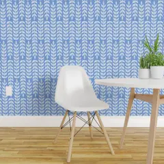 Pre-Pasted Wallpaper 2FT Wide Blue Botanical Chinoiserie Jasper Traditional Classic Farmhouse Antique Custom Pre-pasted Wallpaper by Spoonflower