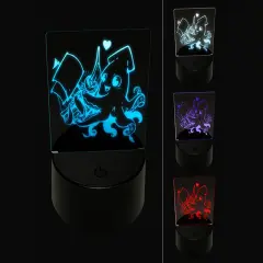 Adorable Sweet Kraken Squid Sea Monster Hug Ship 3D Illusion LED Night Light Sign Nightstand Desk Lamp