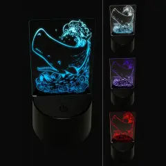 Sperm Whale on Ocean Waves 3D Illusion LED Night Light Sign Nightstand Desk Lamp