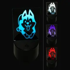 Siberian Husky Laying Down Dog 3D Illusion LED Night Light Sign Nightstand Desk Lamp