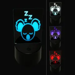 Sleepy Koala Head 3D Illusion LED Night Light Sign Nightstand Desk Lamp