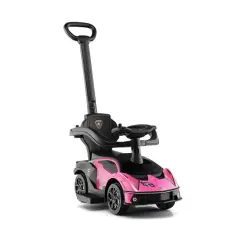 3-in-1 Ride on Push Car with Handle Guardrail and Pink