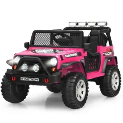 12V Kids Remote Control Electric Ride On Truck Car with Lights and Music Pink