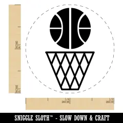 Basketball and Hoop Self-Inking Rubber Stamp for Stamping Crafting Planners Sky Blue