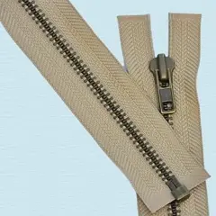 25" Jacket Zipper Heavy Weight ~ YKK #7 Antique Brass Separating ~ 573 Beige (1 Zipper)