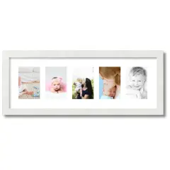 ArtToFrames Collage Photo Picture Frame with 5 - 4x6 inch Openings, Framed in White with Over 62 Mat Color Options and Plexi Glass (CSM-3966-153)