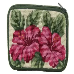 Coin Purse - Hibiscus - Needlepoint Kit Multicolor