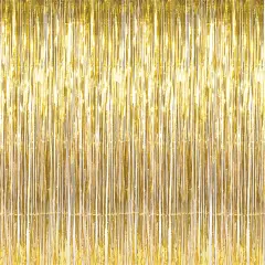 Shiny Gold Tinsel Foil Fringe Door Window 8'x3' Curtain Party Holiday Decoration