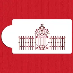 Victorian Gate and Fence Cake Stencil | C938 by Designer Stencils | Cake Decorating Tools | Baking Stencils for Royal Icing, Airbrush, Dusting Powder | Reusable Plastic Food Grade Stencil for Cakes | Easy to Use & Clean Cake Stencil