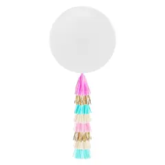 Jumbo Balloon & Tassel Tail - Cotton Candy (Baby Shower)
