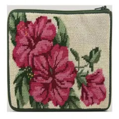 Cosmetic Purse - Hibiscus - Needlepoint Kit Multicolor