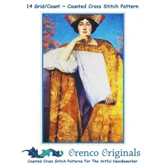 Art Nouveau Gustav Klimt Portrait of Golden Woman Counted Cross Stitch Pattern