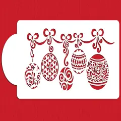 Christmas Ball Swag Cake Stencil | C871 by Designer Stencils | Cake Decorating Tools | Baking Stencils for Royal Icing, Airbrush, Dusting Powder | Reusable Plastic Food Grade Stencil for Cakes | Easy to Use & Clean Cake Stencil