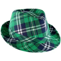 Irish Plaid Green Fedora - St. Patrick's Day Costume Accessories Leprechaun Hat for Men Women and Kids