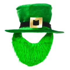 St. Patricks Day Costume Green Leprechaun Top Hat And Beard