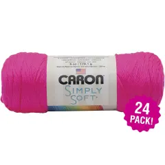 Multipack of 24 - Caron Simply Soft Solids Yarn-Neon Pink