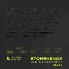 Stonehenge Aqua Block Coldpress Pad 8"X10" 15 Sheets/Pkg-Black 140lb