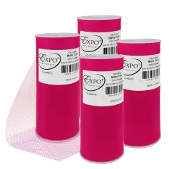 Pack of 4 Decorative Matte Tulle Spool of 6 Inch X 25 Yards Fuchsia