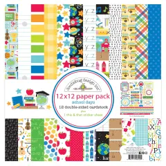 Doodlebug Double-Sided Paper Pack 12"X12" 12/Pkg-School Days