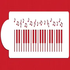 Piano Keys Cake Stencil | C951 by Designer Stencils | Cake Decorating Tools | Baking Stencils for Royal Icing, Airbrush, Dusting Powder | Reusable Plastic Food Grade Stencil for Cakes | Easy to Use & Clean Cake Stencil