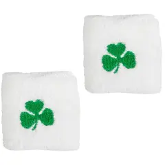 2 St. Patrick's Day White Irish Shamrock Wrist Bands