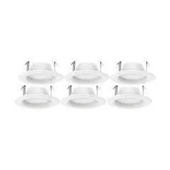 6Pk - Satco 8.7w LED 4-in 3000K Warm White Downlight Retrofit