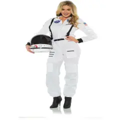 Women's White Astronaut Female Cut Jumpsuit Costume