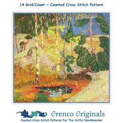 A Norwegian Landscape by Artist Konrad M&auml;gi Counted Cross Stitch Pattern