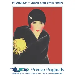 Art Deco Flapper Yellow Flower Helen Dryden Counted Cross Stitch Pattern