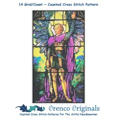 Arch Angel Michael Louis Comfort Tiffany Religious Counted Cross Stitch Pattern