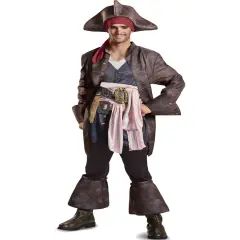 Mens Deluxe Pirates Of The Caribbean 5 Captain Jack Sparrow Costume
