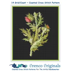 Nodding Thistle Plant by Mary Delany Counted Cross Stitch Pattern