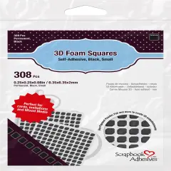 Scrapbook Adhesives 3D Self-Adhesive Foam Squares 308/Pkg-Black, .25"X.25"