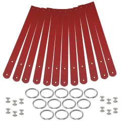 Blank Leather Keyrings 12 Pack &ndash; Pre-Cut Blanks with Hardware for Hot, Foil Stamping & Engraving Red