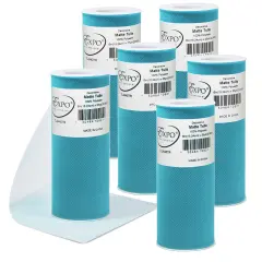 Pack of 6 Decorative Matte Tulle Spool of 6 Inch X 25 Yards Turquoise