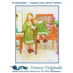 Scandinavian Carl Larsson's Mini and Essi Counted Cross Stitch Chart Pattern