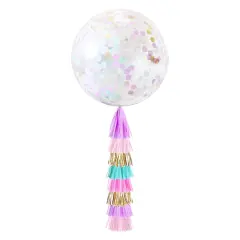 Jumbo Confetti Balloon & Tassel Tail - Unicorn