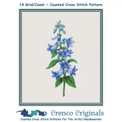 Blue Bell Flowers Inspired by Pierre-Joseph Redoute Counted Cross Stitch Pattern