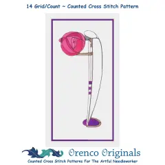 Art Nouveau Charles Rennie Mackintosh Pink Rose Counted Cross Stitch Pattern