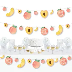 Big Dot of Happiness Sweet as a Peach - Fruit Themed Baby Shower or Birthday Party DIY Decorations - Clothespin Garland Banner - 44 Pieces