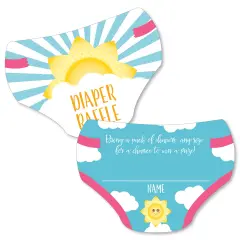Big Dot of Happiness You Are My Sunshine - Diaper Shaped Raffle Ticket Inserts - Baby Shower Activities - Diaper Raffle Game - Set of 24