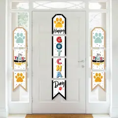 Big Dot of Happiness Happy Gotcha Day - Hanging Vertical Paper Door Banners - Dog and Cat Pet Adoption Party Wall Decoration Kit - Indoor Door Decor