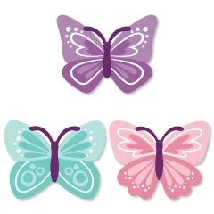 Big Dot of Happiness Beautiful Butterfly - DIY Shaped Floral Baby Shower or Birthday Party Cut-Outs - 24 Count