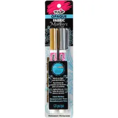 Tulip Opaque Fabric Markers 2/Pkg-Metallic
