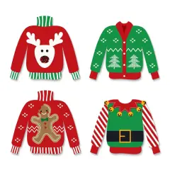 Big Dot of Happiness Ugly Sweater - DIY Shaped Holiday and Christmas Paper Cut-Outs - 24 Count