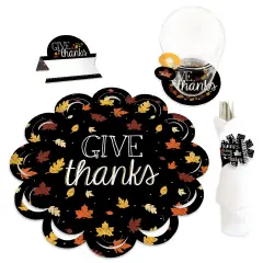 Big Dot of Happiness Give Thanks - Thanksgiving Party Paper Charger and Table Decorations - Chargerific Kit - Place Setting for 8