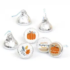 Big Dot of Happiness Happy Thanksgiving - Fall Harvest Party Round Candy Sticker Favors - Labels Fits Chocolate Candy (1 sheet of 108)