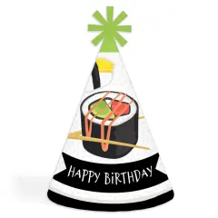 Big Dot of Happiness Let&rsquo;s Roll - Sushi - Cone Happy Birthday Party Hats for Kids and Adults - Set of 8 (Standard Size)