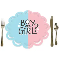 Big Dot of Happiness Baby Gender Reveal - Team Boy or Girl Party Round Table Decorations - Paper Chargers - Place Setting For 12