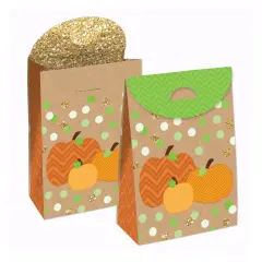Big Dot of Happiness Pumpkin Patch - Fall, Halloween or Thanksgiving Gift Favor Bags - Party Goodie Boxes - Set of 12